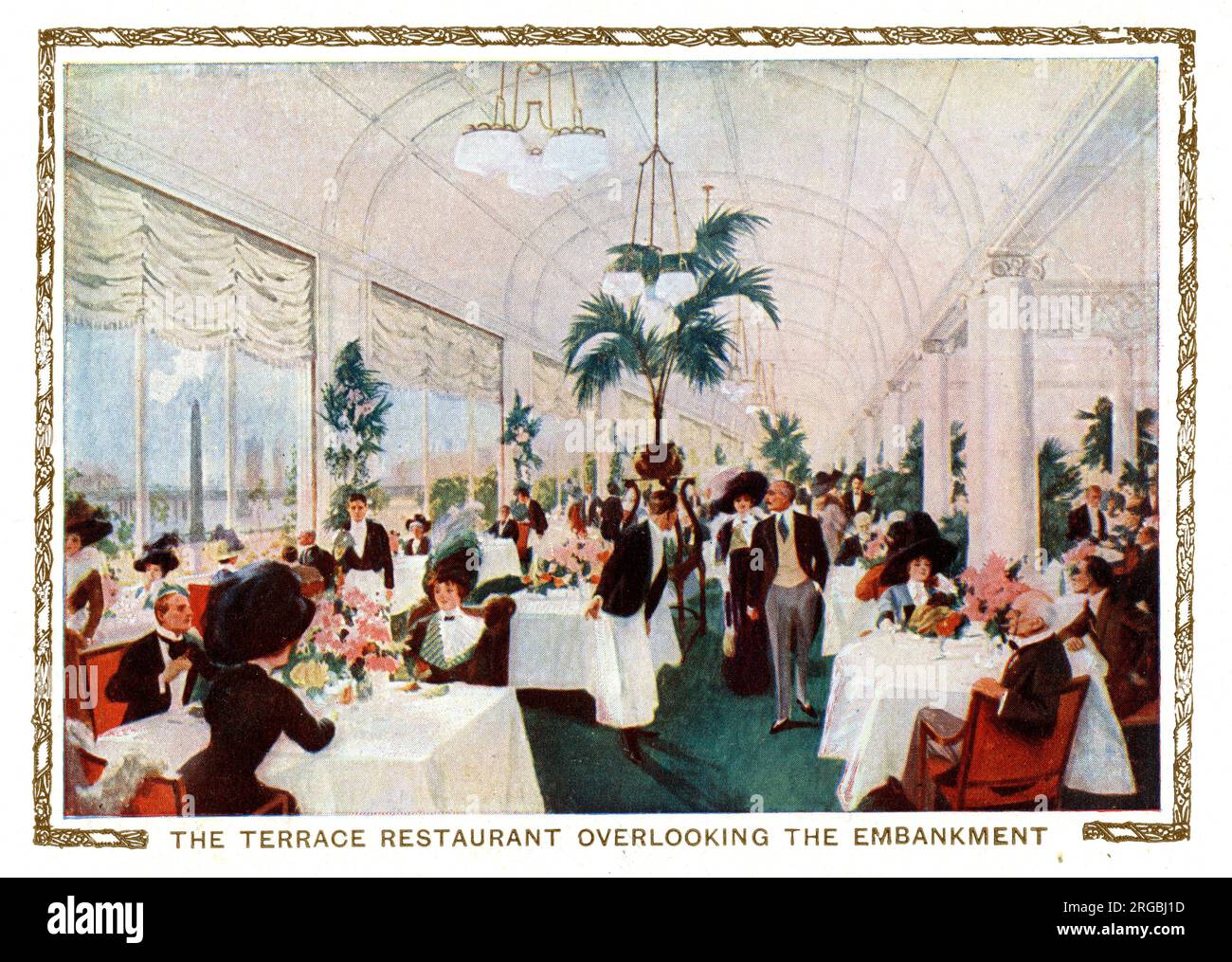 The Terrace Restaurant overlooking the Embankment, The Savoy Hotel, London Stock Photo