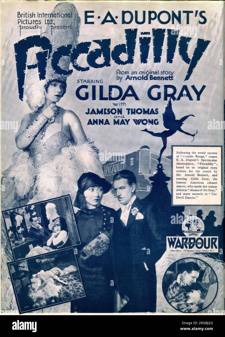 Piccadilly, a British International Pictures film, based on an original story by Arnold Bennett, starring Gilda Gray, with Jameson Thomas and Anna May Wong, directed by E A Dupont Stock Photo