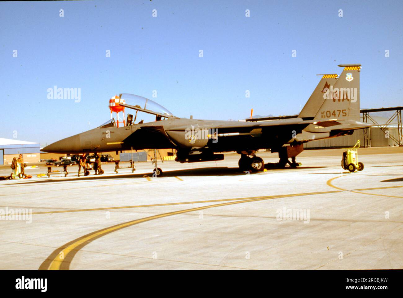 United States Air Force (USAF) - McDonnell Douglas F-15E-47-MC Strike Eagle 89-0475 (msn 1122/E097, base code WA). Stock Photo