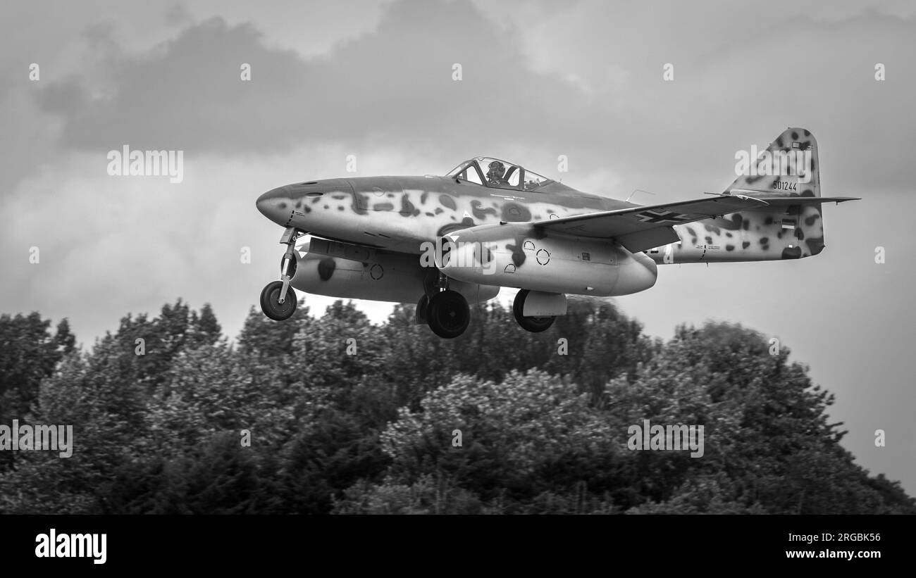 Messerschmitt Me 262, arriving at RAF Fairford for the Royal International Air Tattoo 2023. Stock Photo