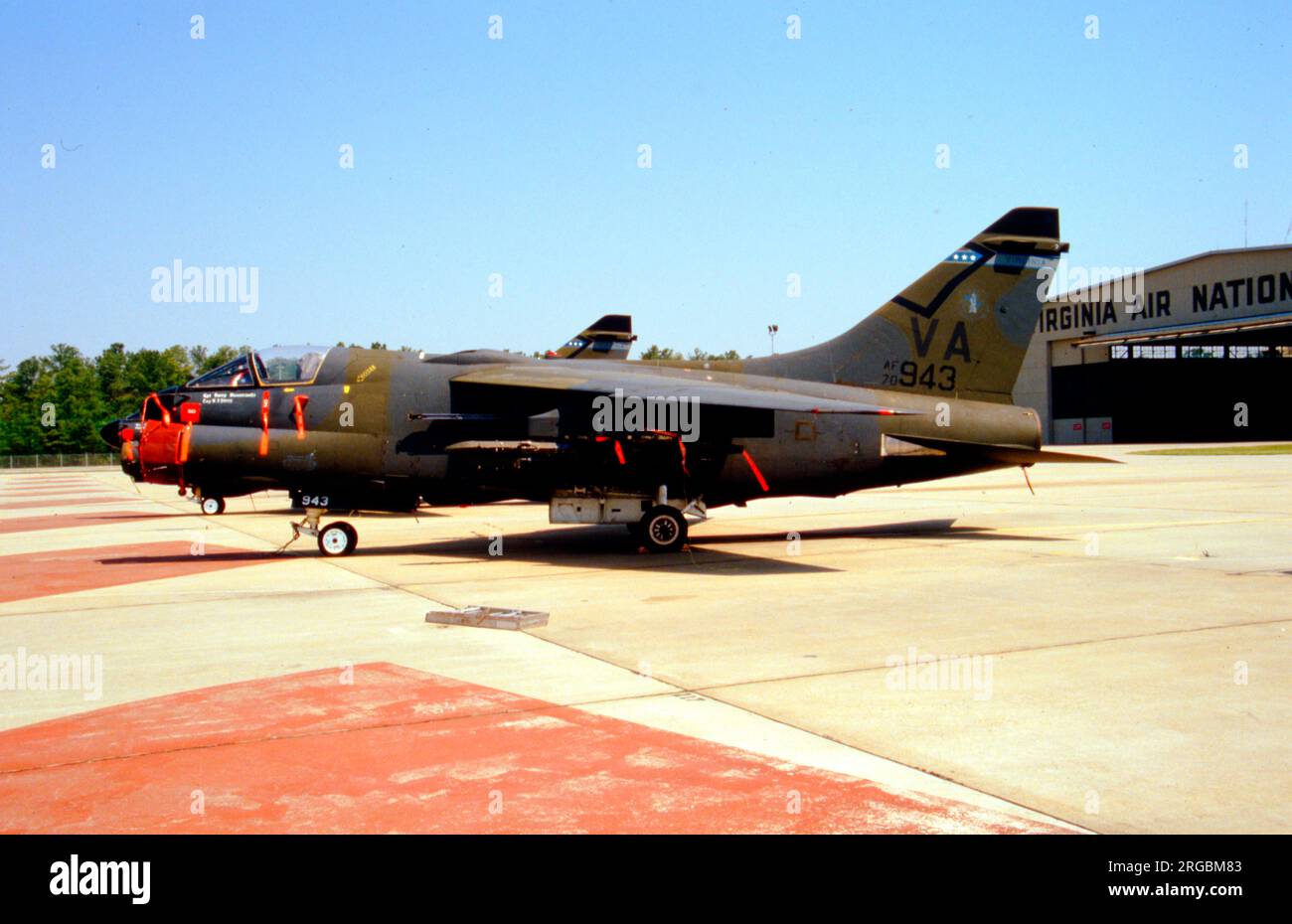 United States Air Force (USAF) - Ling-Temco-Vought A-7D-7-CV Corsair II 70-0943 (msn D-089), of the 149th Tactical Fighter Squadron, Virginia Air National Guard. Stock Photo