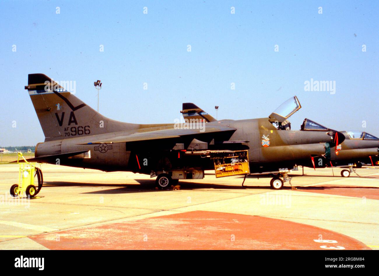 United States Air Force (USAF) - Ling-Temco-Vought A-7D-7-CV Corsair II 70-0966 (msn D-112), of the 149th Tactical Fighter Squadron, Virginia Air National Guard. Stock Photo