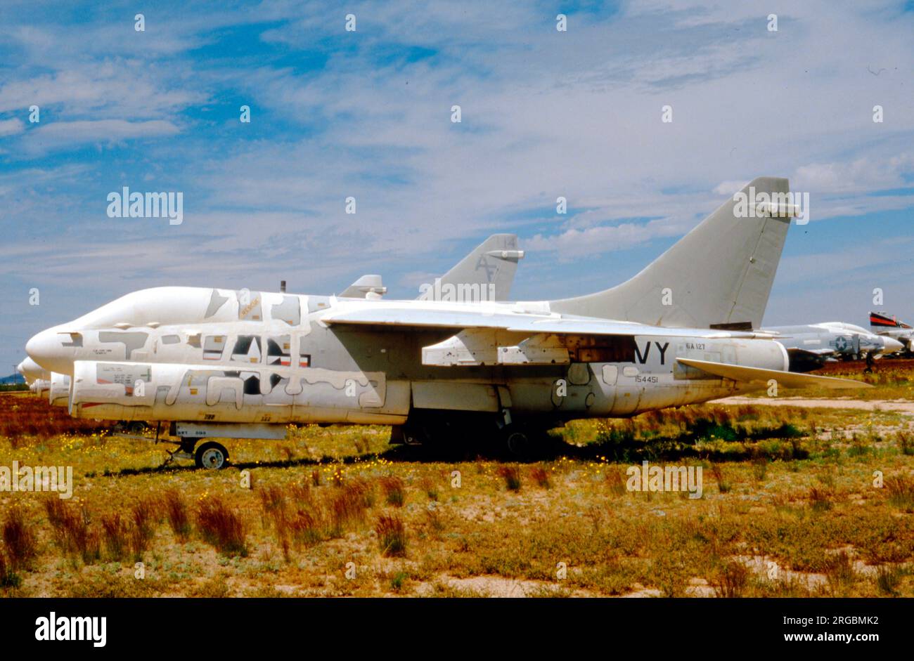 United States Navy (USN) - Ling-Temco-Vought A-7B-2-CV Corsair II 154451 (MSN B-91), at Davis-Monthan Air Force Base for storage and disposal. Stock Photo