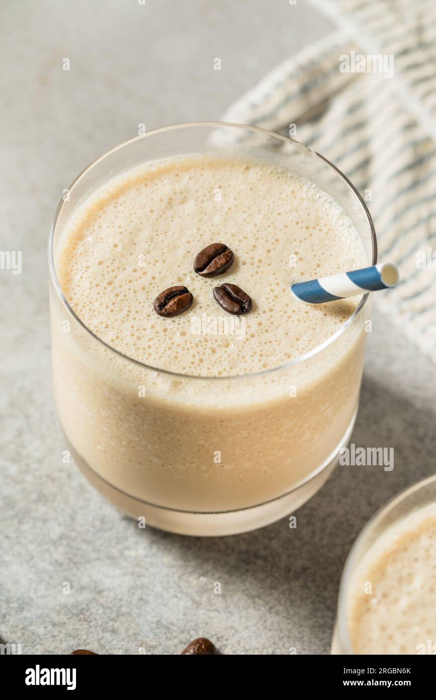 Boozy Frozen White Russian Cocktail with Vodka Stock Photo