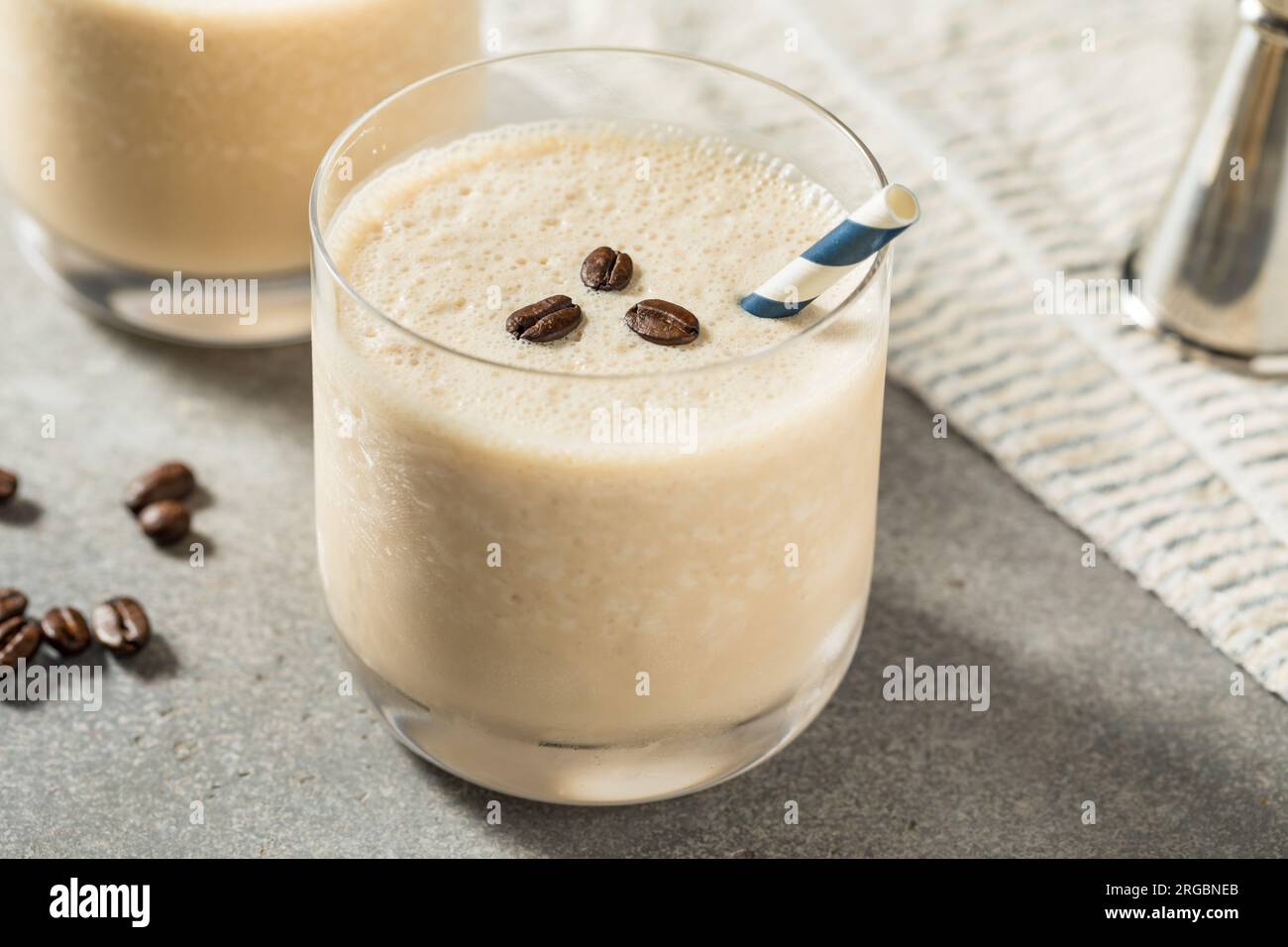 Boozy Frozen White Russian Cocktail with Vodka Stock Photo