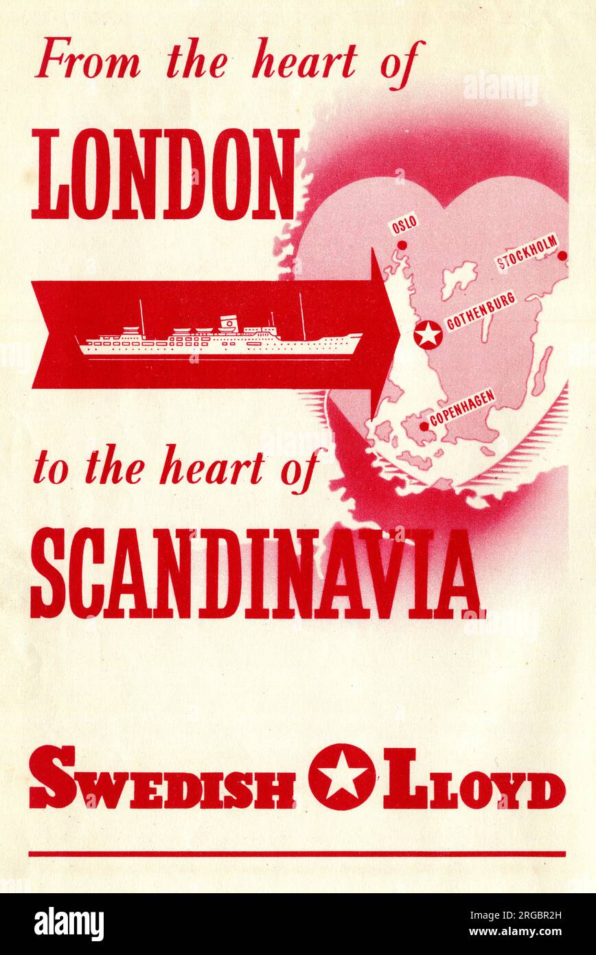 Advert, Swedish Lloyd Cruise Ships - from the heart of London to the heart of Scandinavia Stock Photo