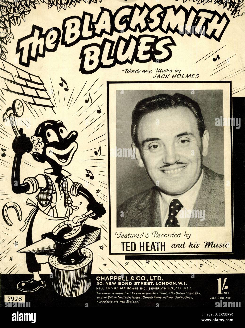 Music cover, The Blacksmith Blues, words and music by Jack Holmes, featured and recorded by Ted Heath and his Music Stock Photo