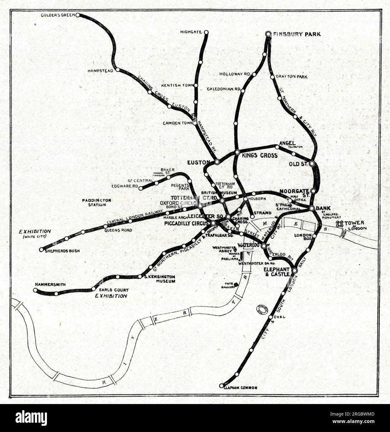 Map of the London Underground Railway System Stock Photo