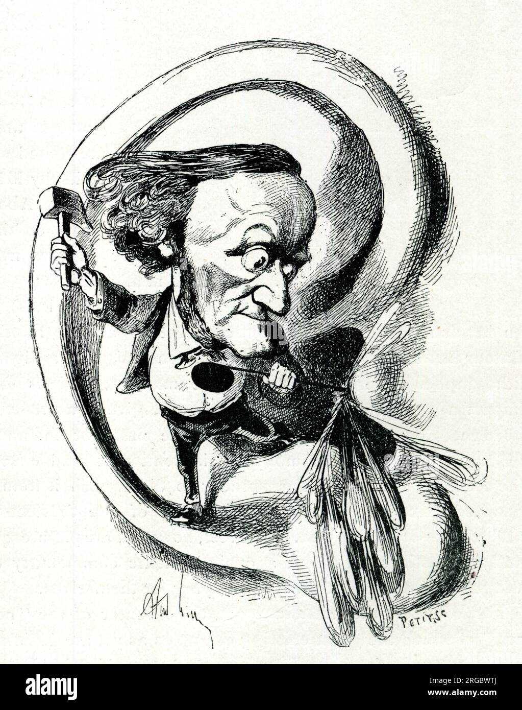 Caricature of Richard Wagner, German composer, 'The Ear of the Universe' Stock Photo