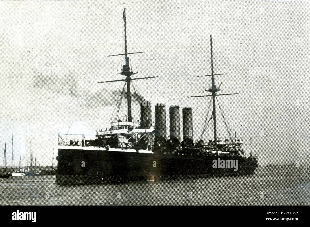 HMS Aboukir, British Cressy class armoured cruiser, launched 1900, sunk by German U boat in September 1914 Stock Photo