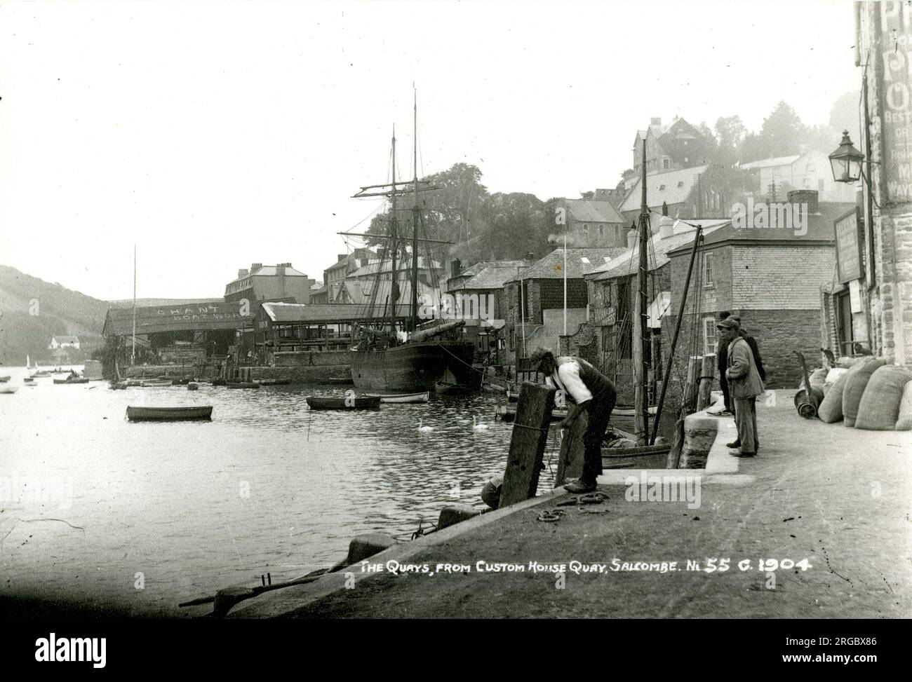 The Quays from Custom House Quay, Salcombe, Devon Stock Photo