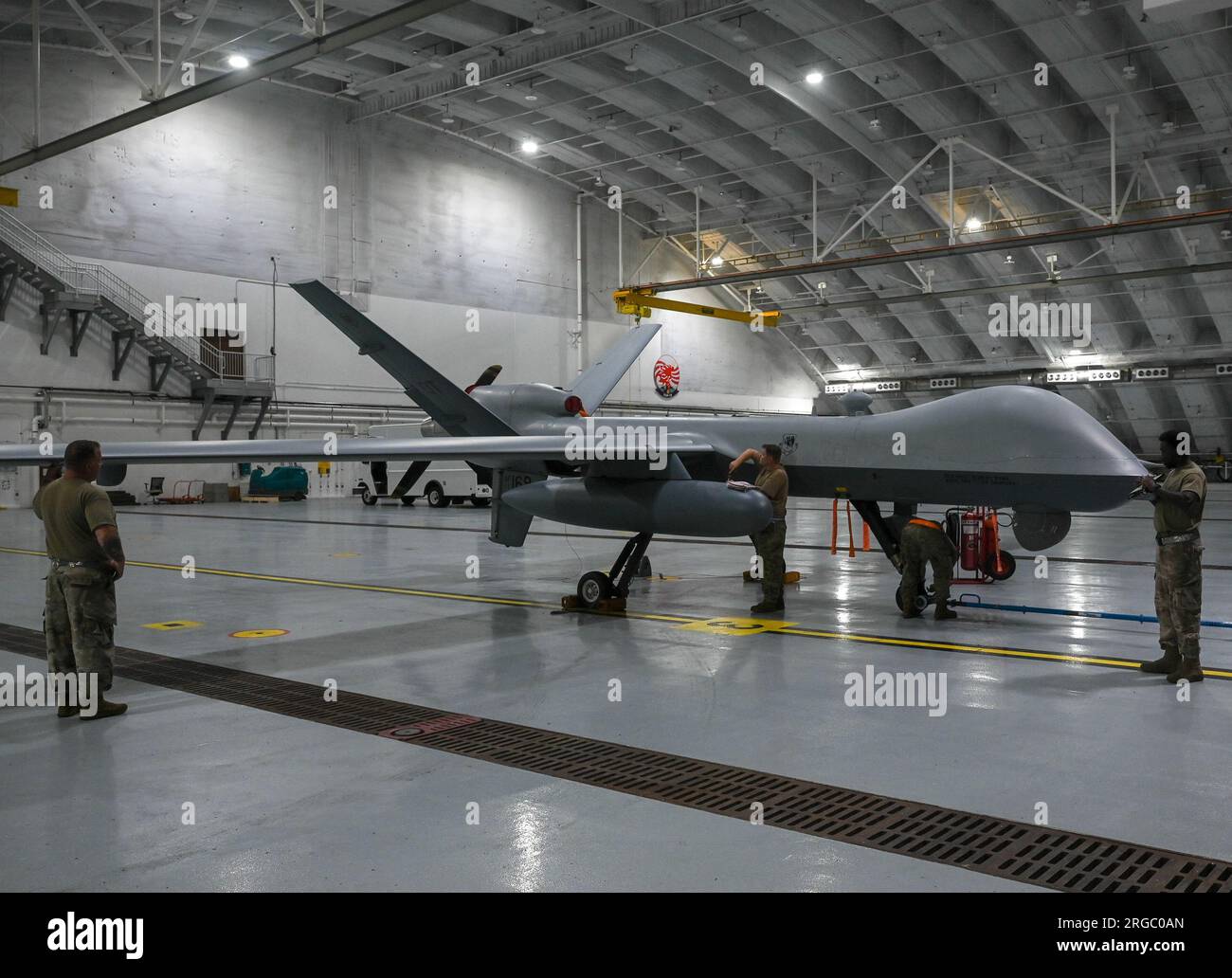 An MQ-9 Reaper at Andersen Air Force Base, Guam, Oct. 4, 2021. U.S. Air Force photo by Staff Sgt. Divine Cox Stock Photo