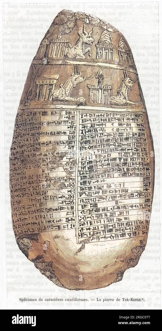 Cuneiform Standard Inscription Cuneiform inscription on the stone of Tak-Kersa, Assyria Stock Photo ...