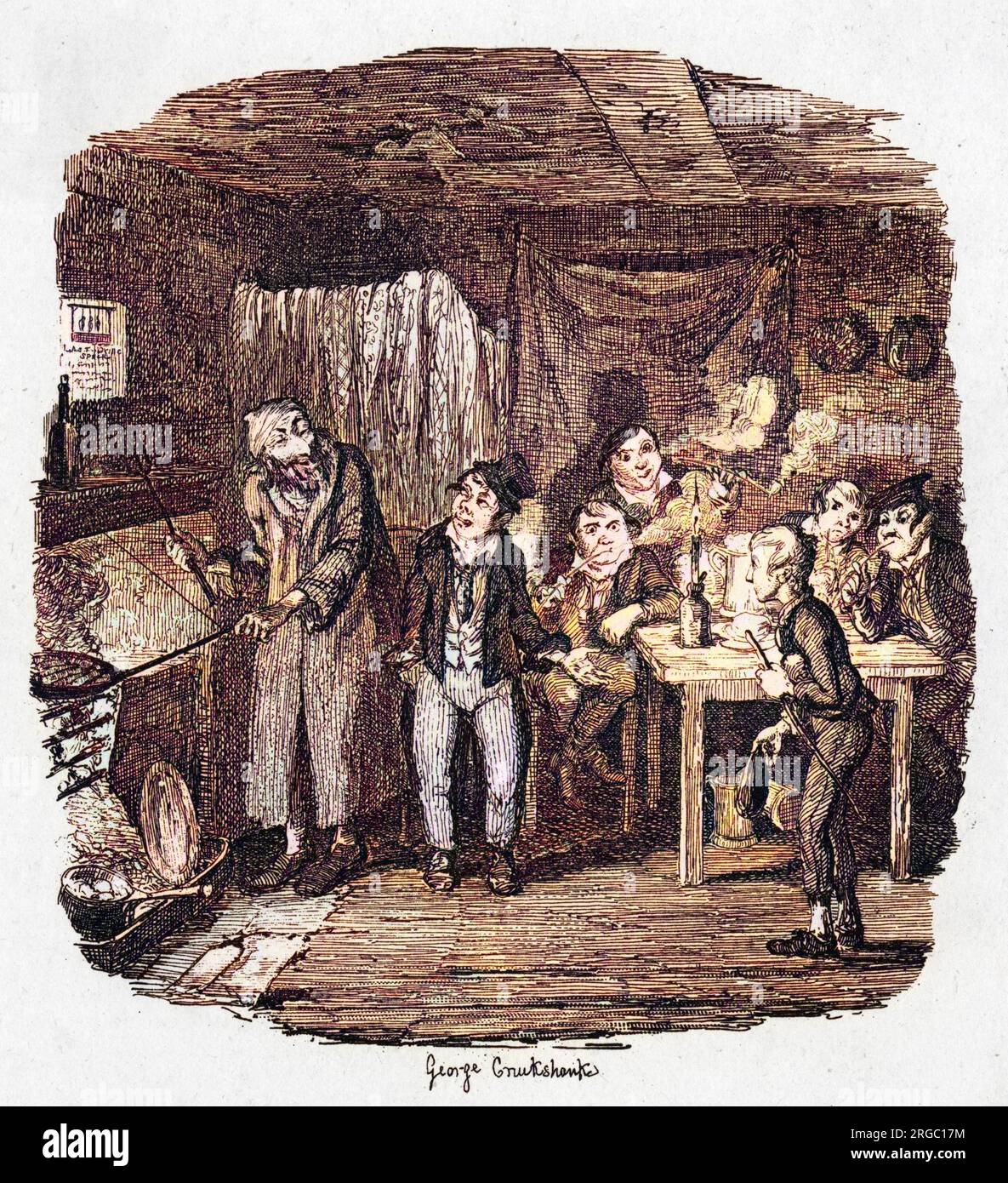 1885 illustration - Oliver Twist The story of an orphan Oliver Twist, who  is sold into apprenticeship with an undertaker. After escaping he travels  to London, where he meets the Artful Dodger