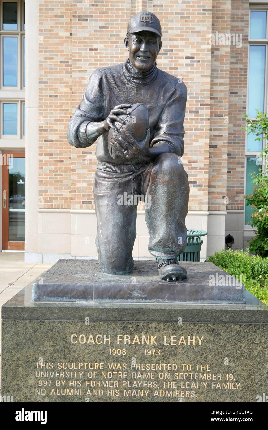 A statue of former Notre Dame Fighting Irish football coach