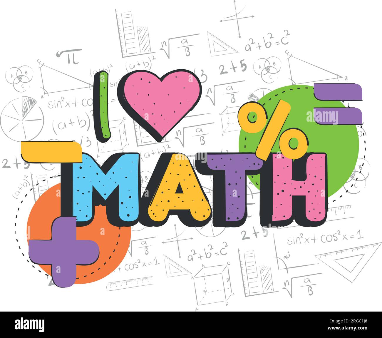 Isolated math lettering with mathematical operators Math class concept ...