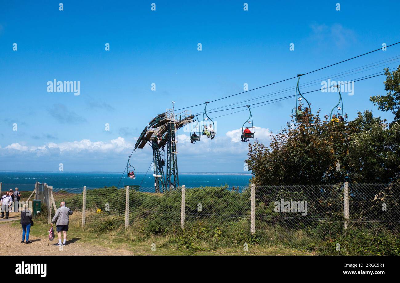 The Needles at the Isle of Wight, England,UK with people viewing from