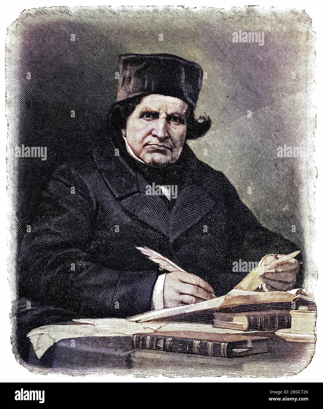 GIOVANNI BATTISTA NICCOLINI Italian writer, at his writing desk Stock