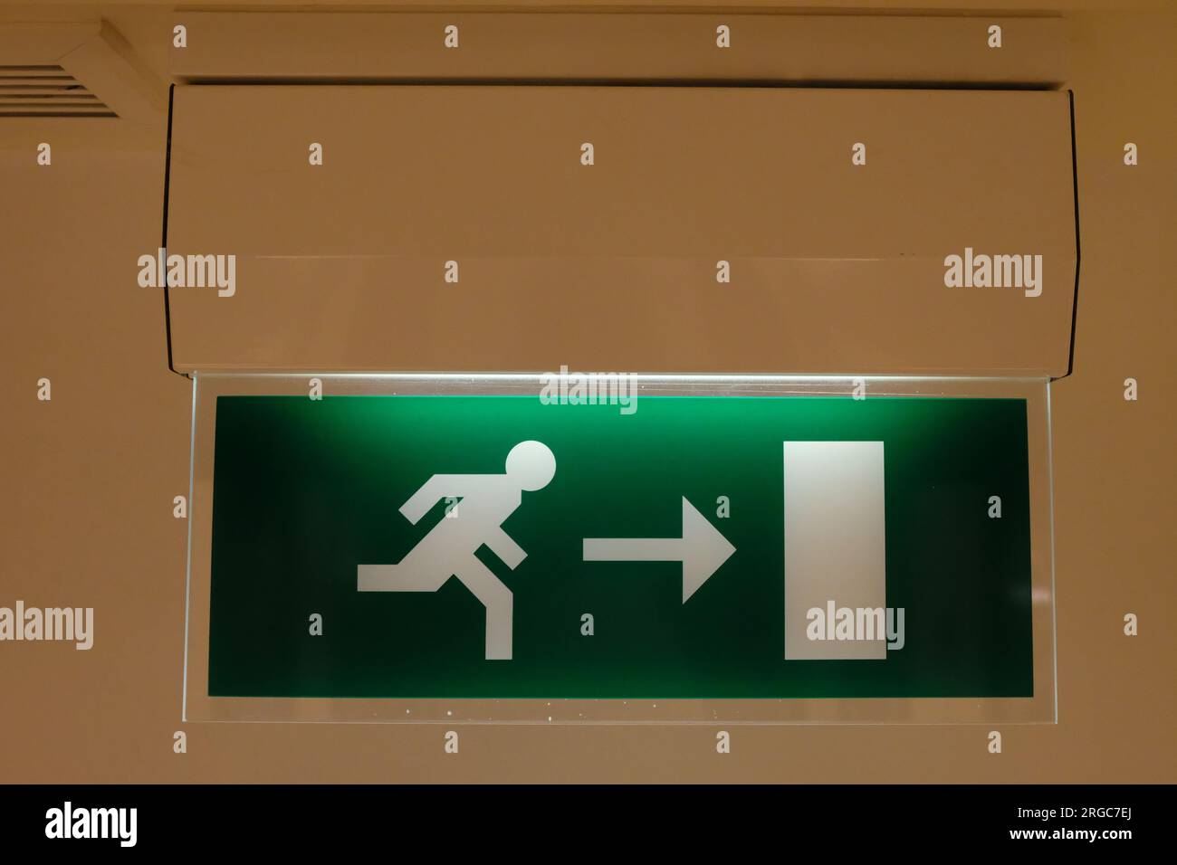 Emergency Exit Lighted Sign Stock Photo Alamy