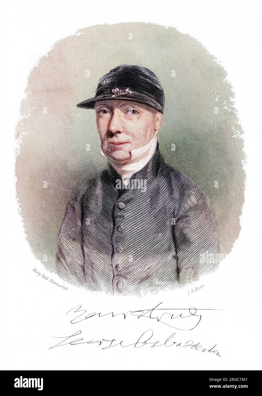 GEORGE OSBALDESTON sportsman, duellist and member of parliament, dressed for a horse-race at Newmarket. with his autograph Stock Photo