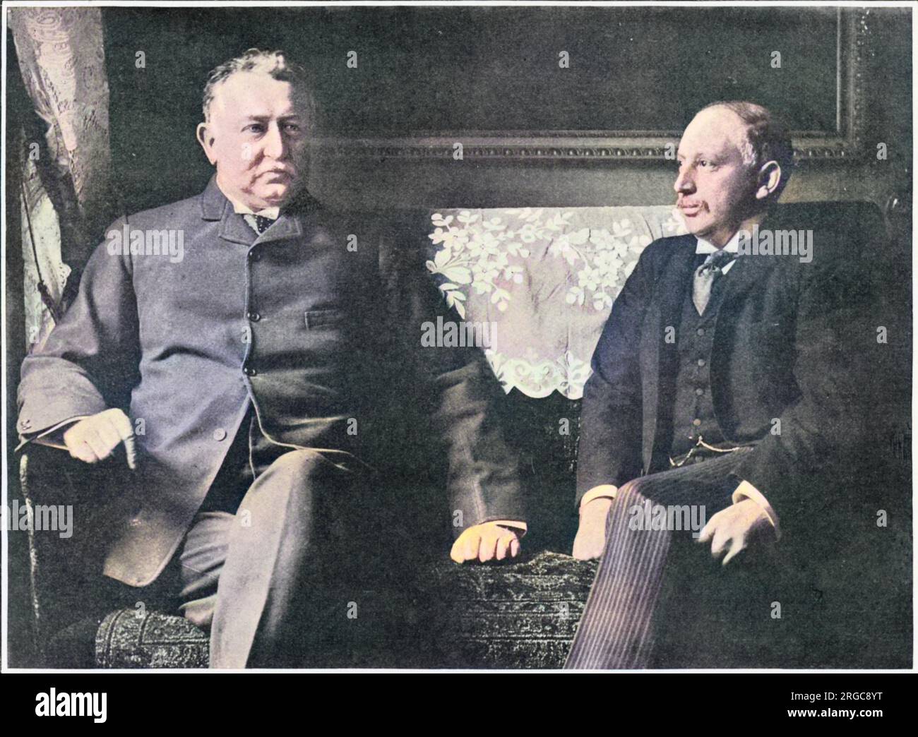 CECIL RHODES and Alfred Beit, photographed soon after they were described in Parliament as members of 'a common gang of thieves and swindlers'. Stock Photo