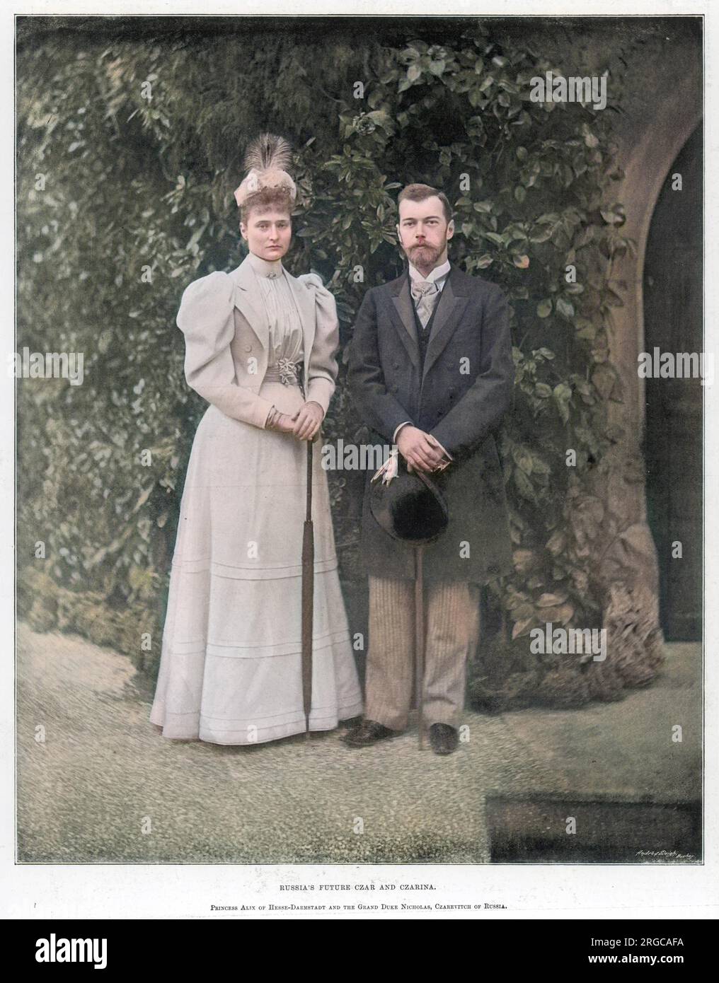 Grand Duke Nicholas, Czarevitch of Russia (later Czar or Tsar Nicholas II) and Princess Alix of Hesse-Darmstadt taken in 1894. Stock Photo