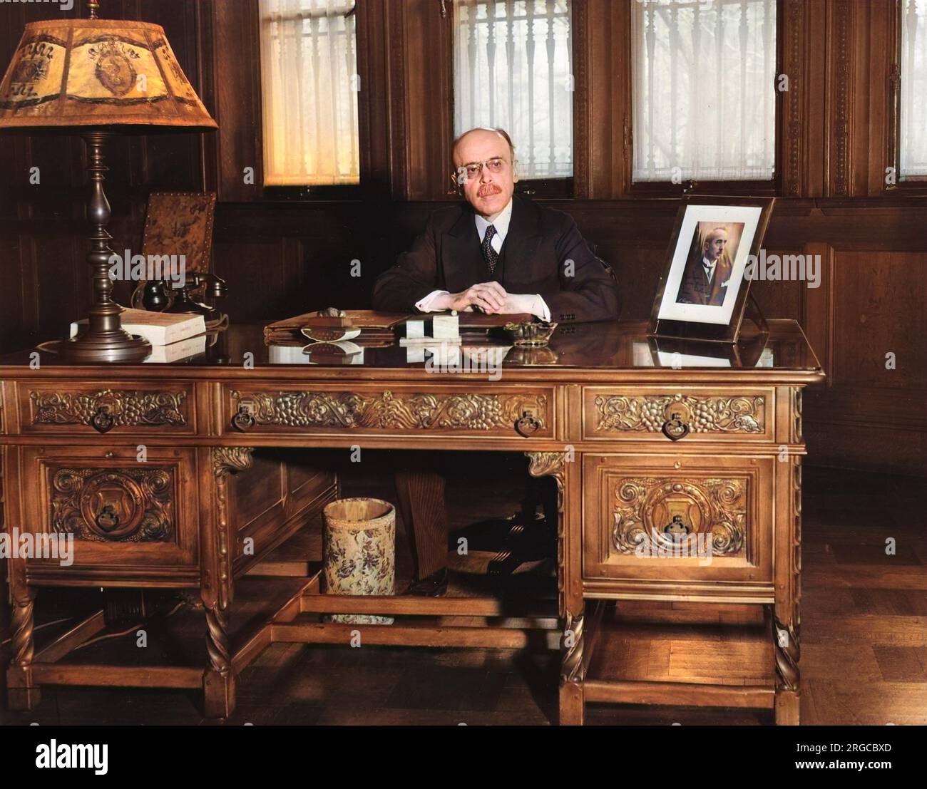 Mehmet Munir Ertegun (1883-1944) - Turkish Ambassador to the US at his desk in Washington DC. The Father of the Ahmet and Nesuhi Ertegun, who founded Atlantic Records and became iconic figures in the American music industry. Stock Photo