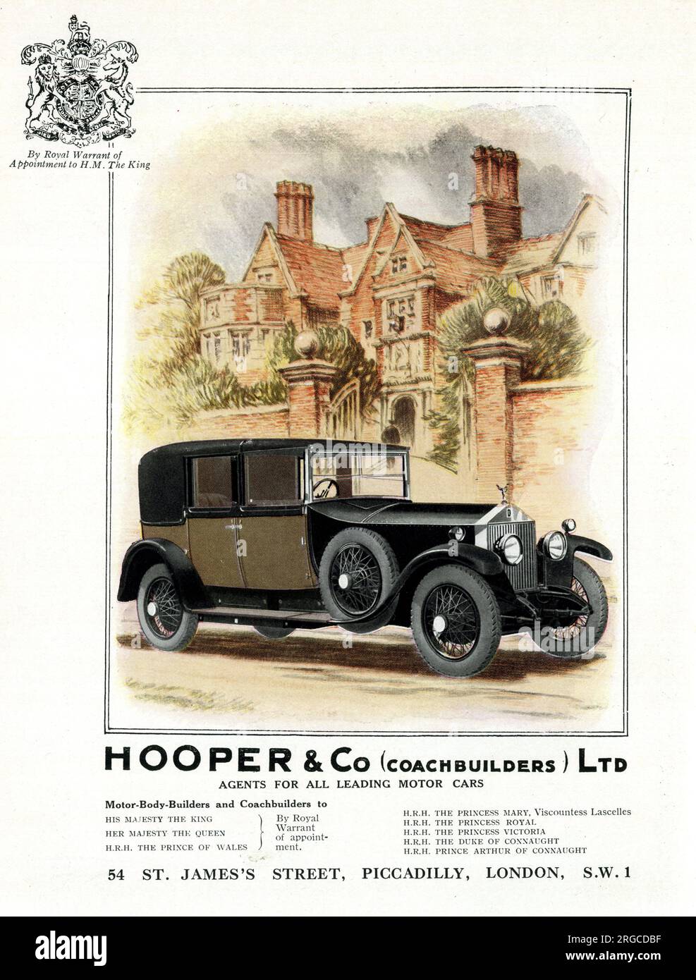 Advert, Hooper & Co (Coachbuilders) Ltd, agents for all leading motor cars, St James's Street, London SW1 Stock Photo