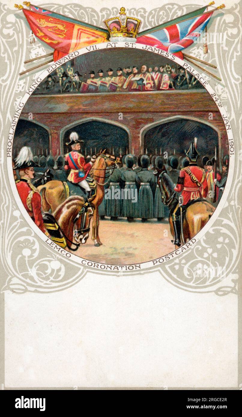 Coronation - Proclaiming King Edward VII at St. James's Palace, January 24, 1901. Stock Photo