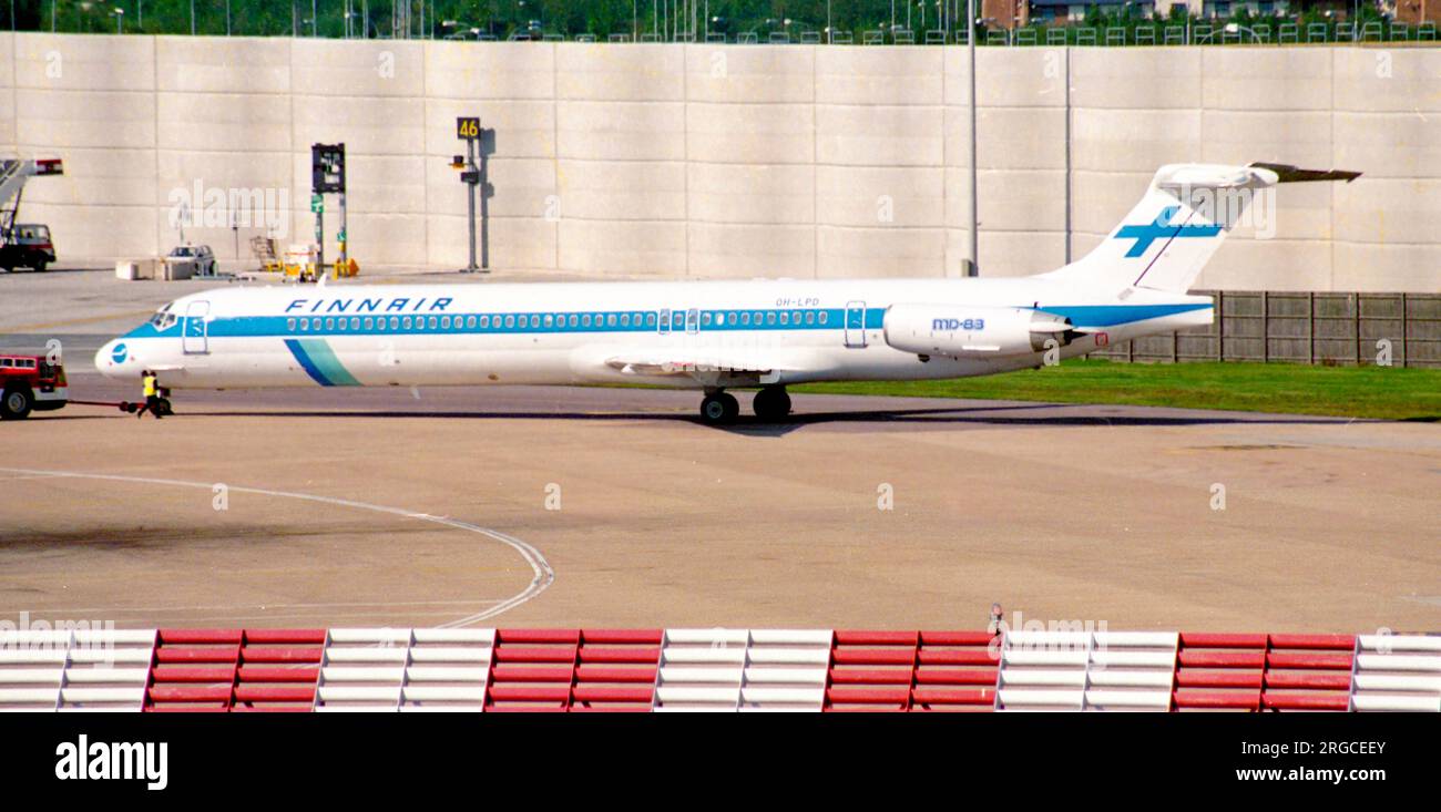 McDonnell Douglas MD-81 OH-LPD (msn 49710, line number 1547), of Finnair, at Gatwick Airport in September 1997. Stock Photo