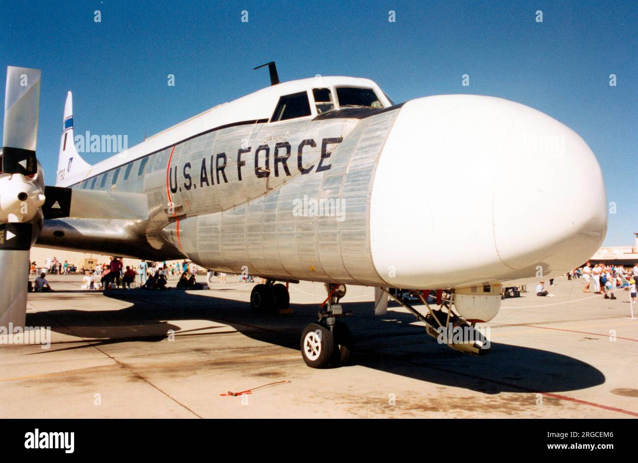 United States Air Force - Convair NC-131H 53-7793, of the Air Force Flight Dynamics Lab as the USAF-CAL TIFS, (Total In-Flight Simulator). Stock Photo