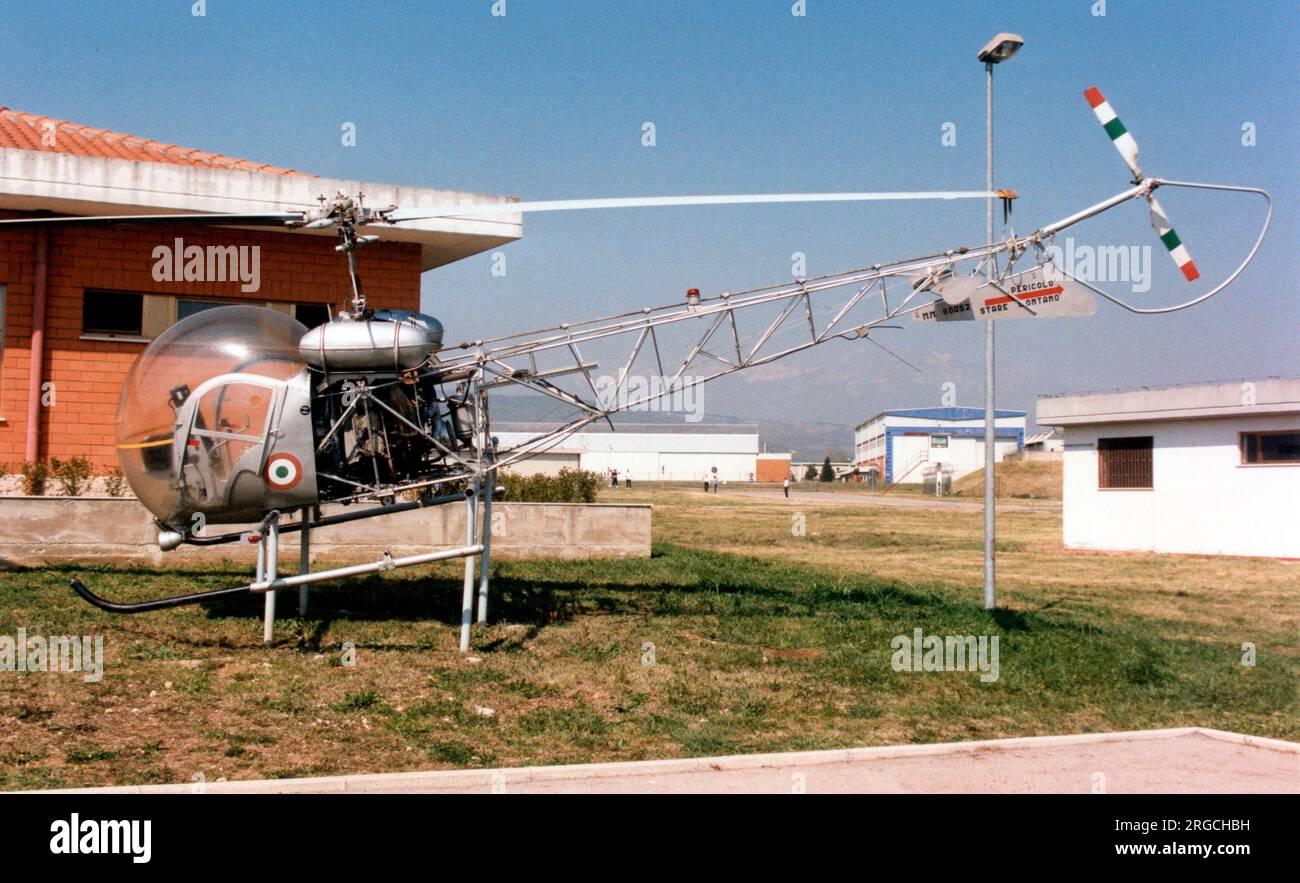 Agusta-Bell AB47G-2 MM80052 (msn 287), preserved with 208 Gruppo 72 Stormo (Scuola Volo Elicotteri) at Frosinone. Stock Photo