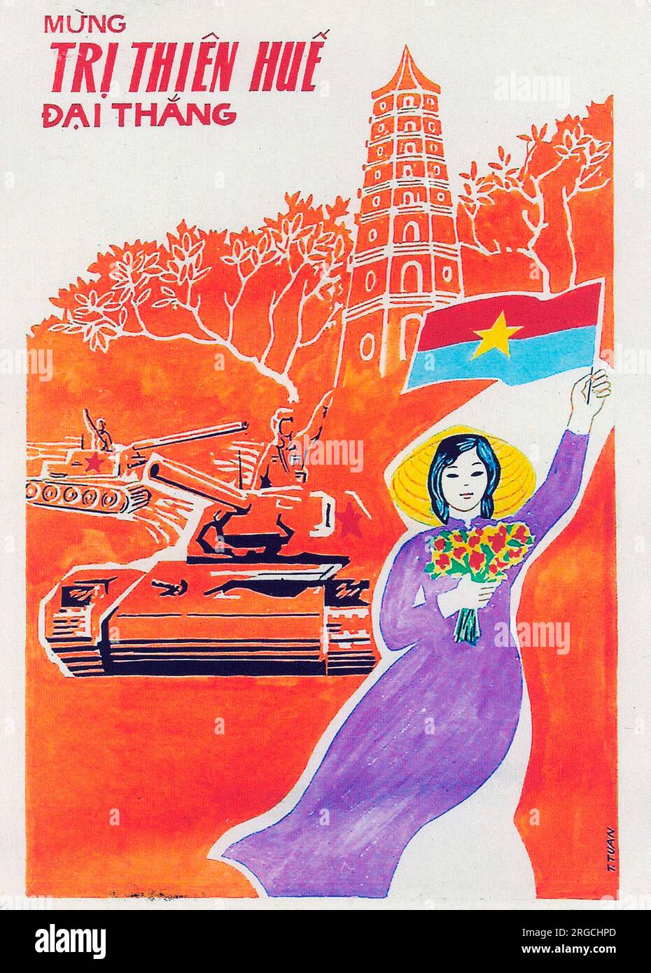 Vietnamese Patriotic Poster - Good luck! And good luck for Victory' Stock Photo