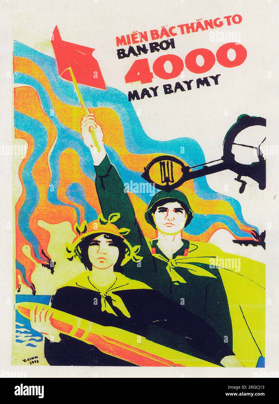 Vietnamese Patriotic Poster - 'The North is strong and we have shot down 4000 planes!' Stock Photo