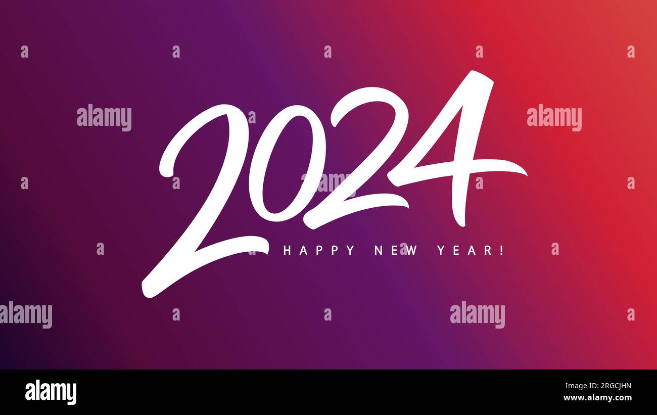 2024 calligraphy web slide. Happy New Year 2024 lettering, logo design