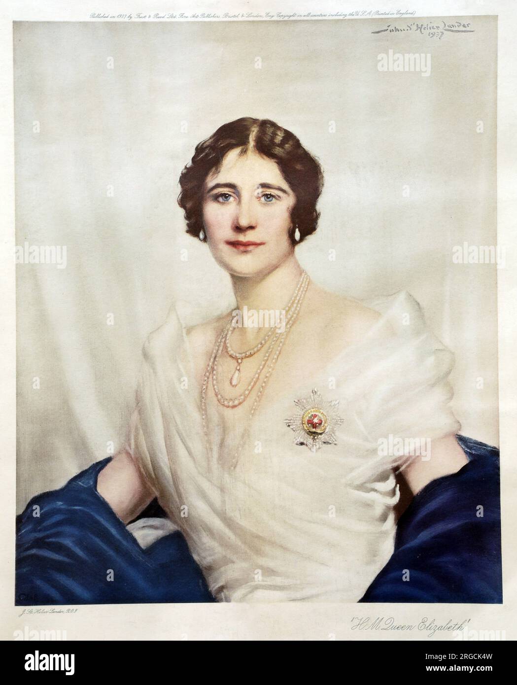 Queen Elizabeth, portrait by John St Helier Lander. Stock Photo