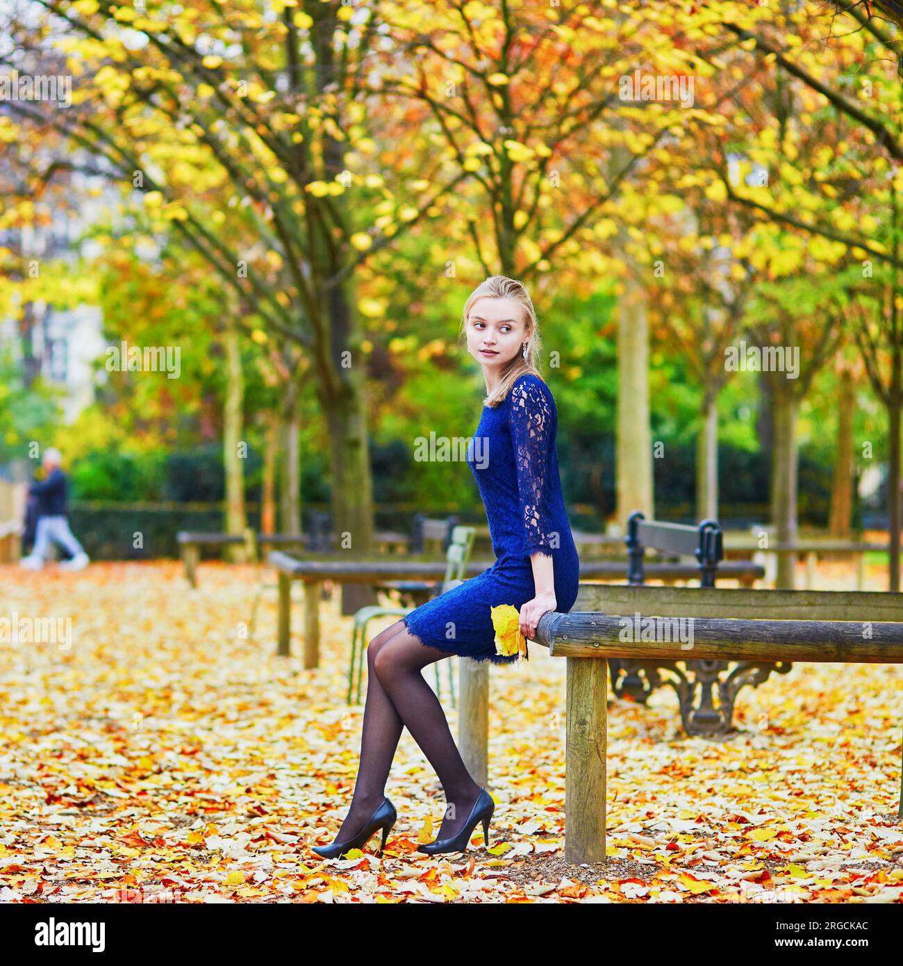 slim fit dress slacks Autumn Spice Textured Navy Dress