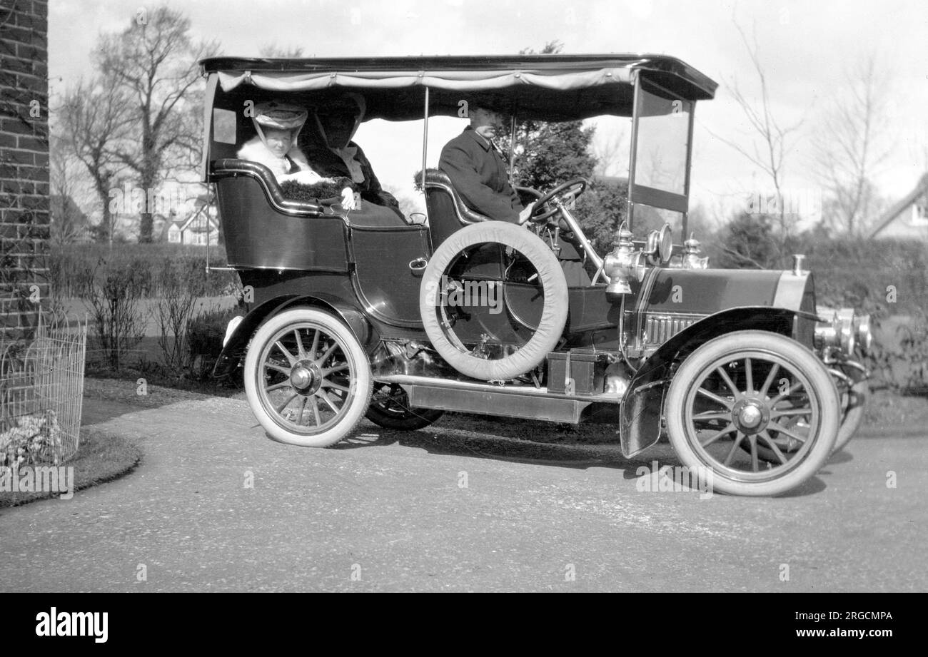 An Edwardian family in their new 1905 Albion Sedan, embarking on a ...