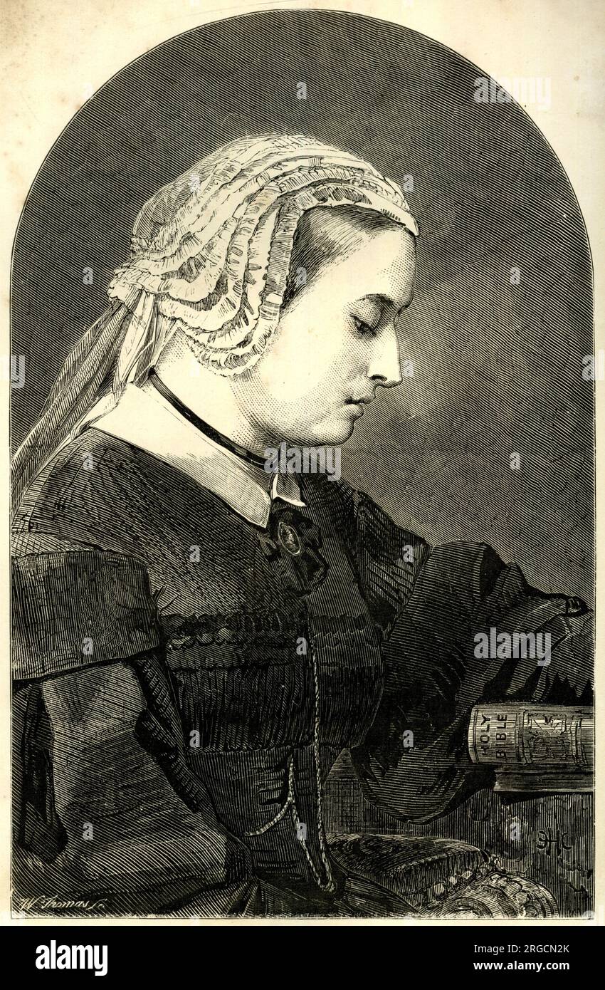 Queen Victoria in profile, at the time of the marriage of her eldest son, the Prince of Wales, to Alexandra Stock Photo