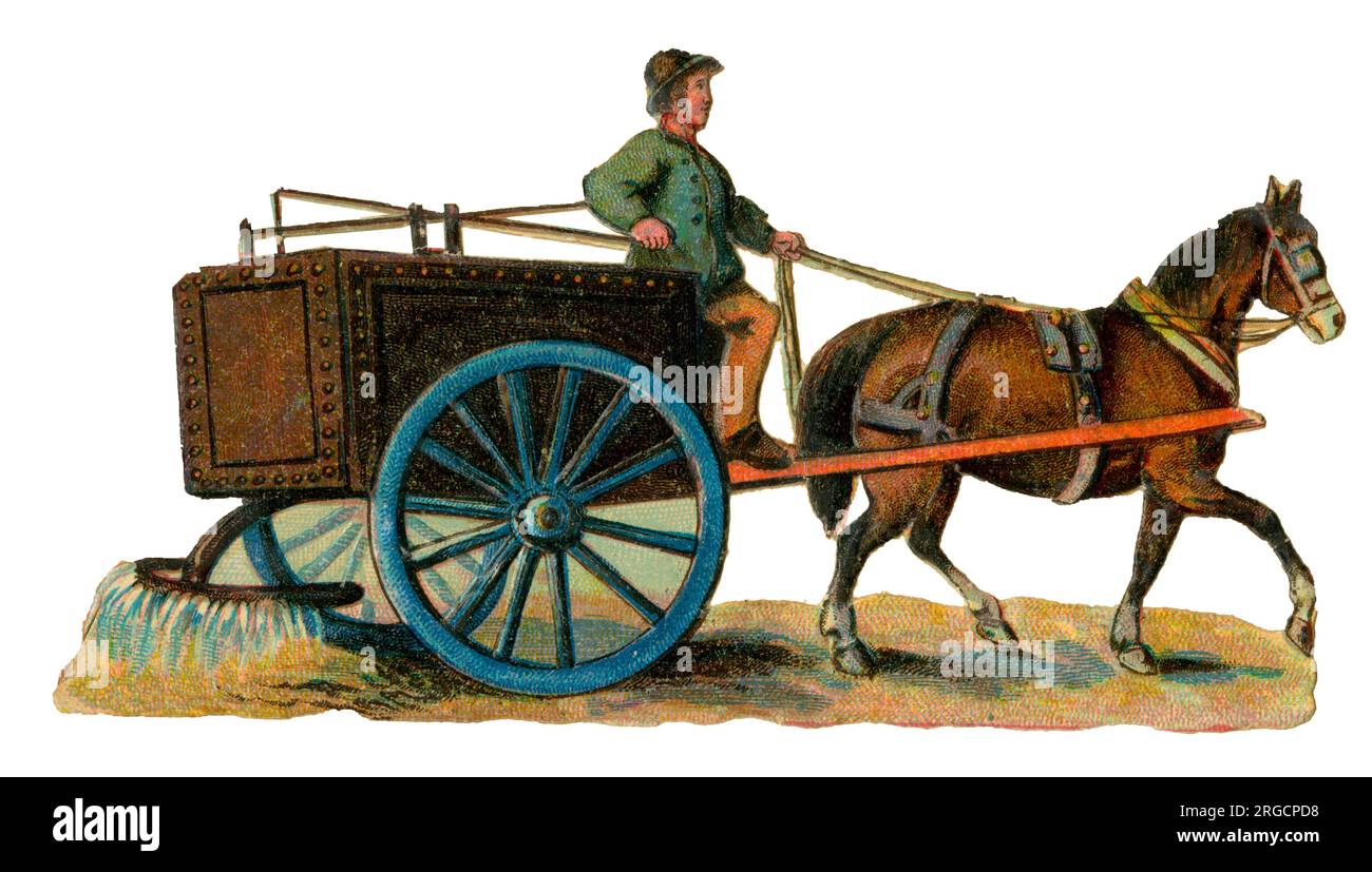 Victorian scrap, cart watering the road Stock Photo