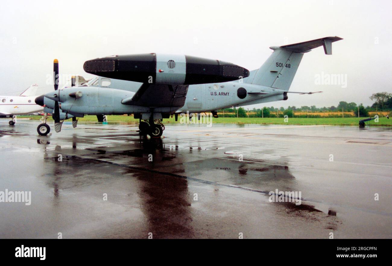 United States Army - Beech RC-12K Guardrail Common Sensor 85-0148 (msn FE-2), very sophisticated ELINT and COMINT aircraft, for use near the battlefield. Stock Photo