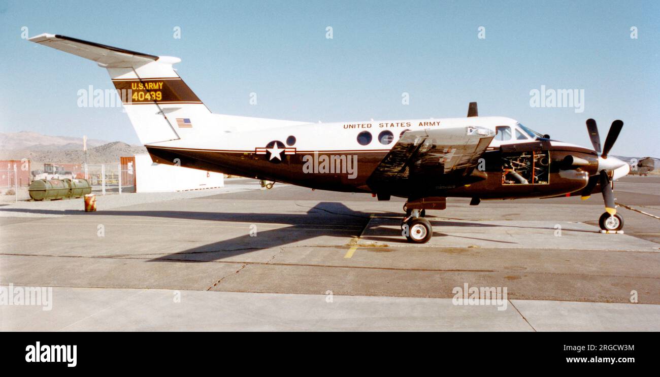 United States Army - Beech C-12F Huron 84-0489 (msn BL-123), of Detachment 45, Operational Support Airlift Command (OSACOM), Army NG, Reno/Stead Airport, NV. Stock Photo