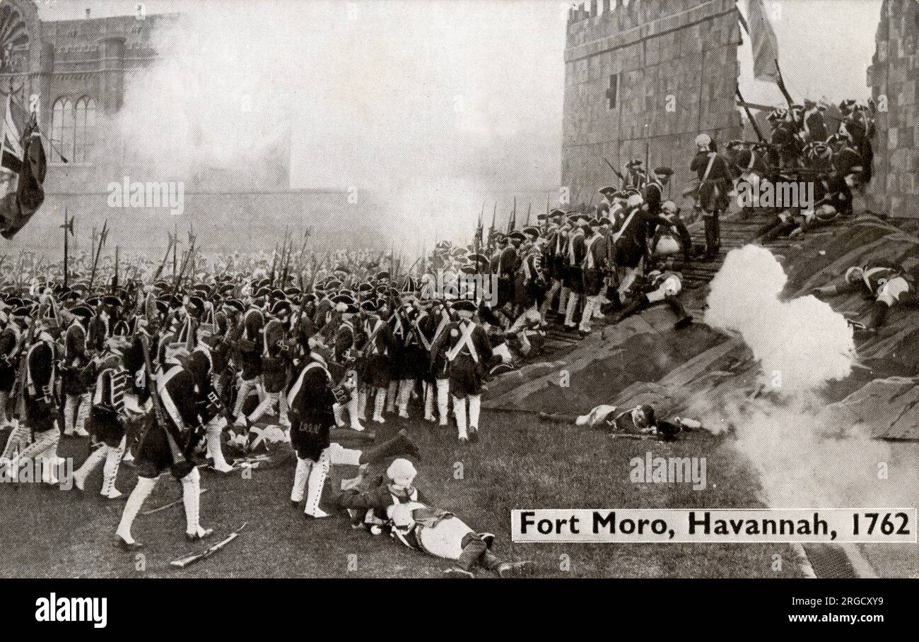 The Storming of Fort Moro, Havannah, 1762, recreated at the Aldershot Military Tattoo, an annual event dating back to 1894. In the 1920s and 1930s, the Aldershot Command Searchlight Tattoo held at the Rushmoor Arena presented displays from all branches of the services, including performances lit by flame torches. At one time the performances attracted crowds of up to 500,000 people. Stock Photo