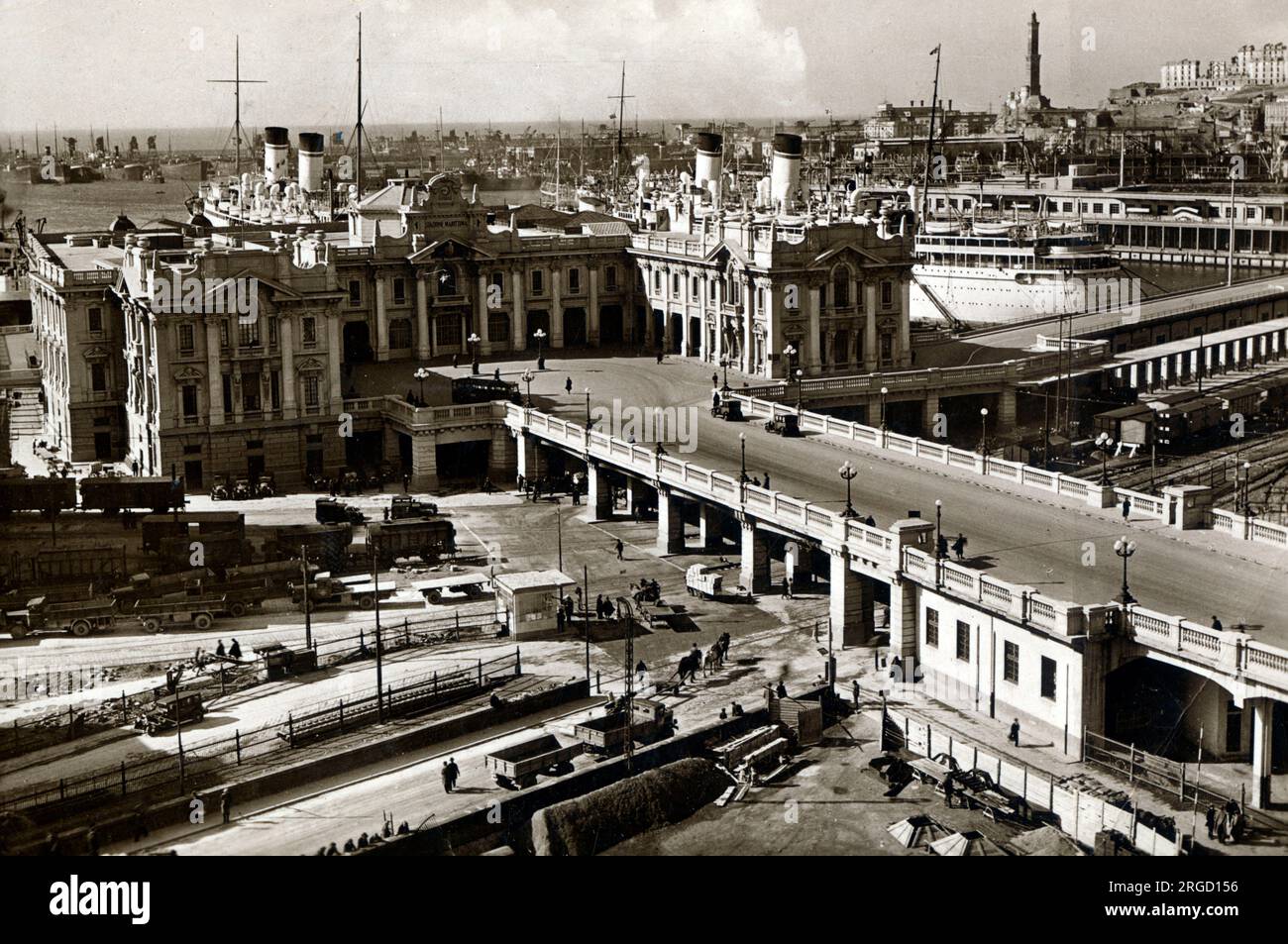 Genoa, Italy Steamship Port and Maritime Railway Station Stock Photo