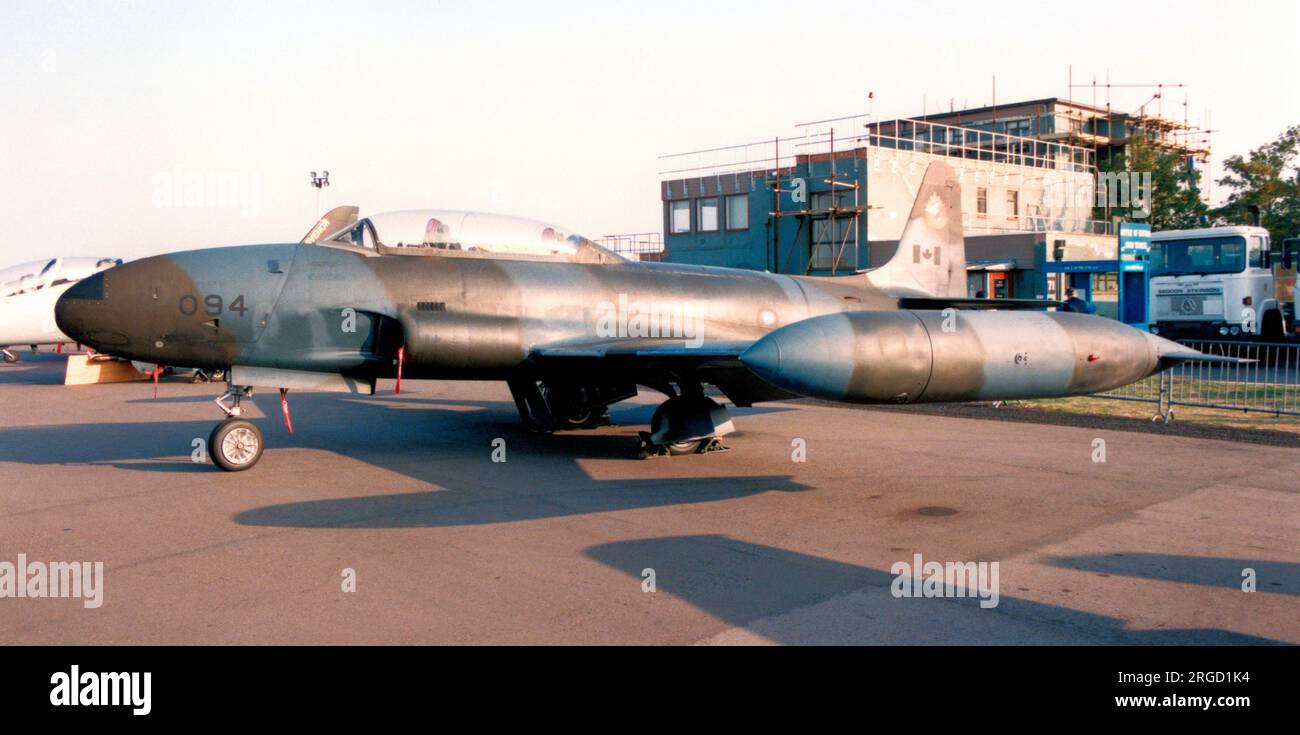 Canadian Armed Forces - Canadair CT-133AN Silver Star 3 133094 (msn T33-094), of the Group Transient Training Flight, at the RAF Abingdon Battle of Britain display , September 1990. Stock Photo