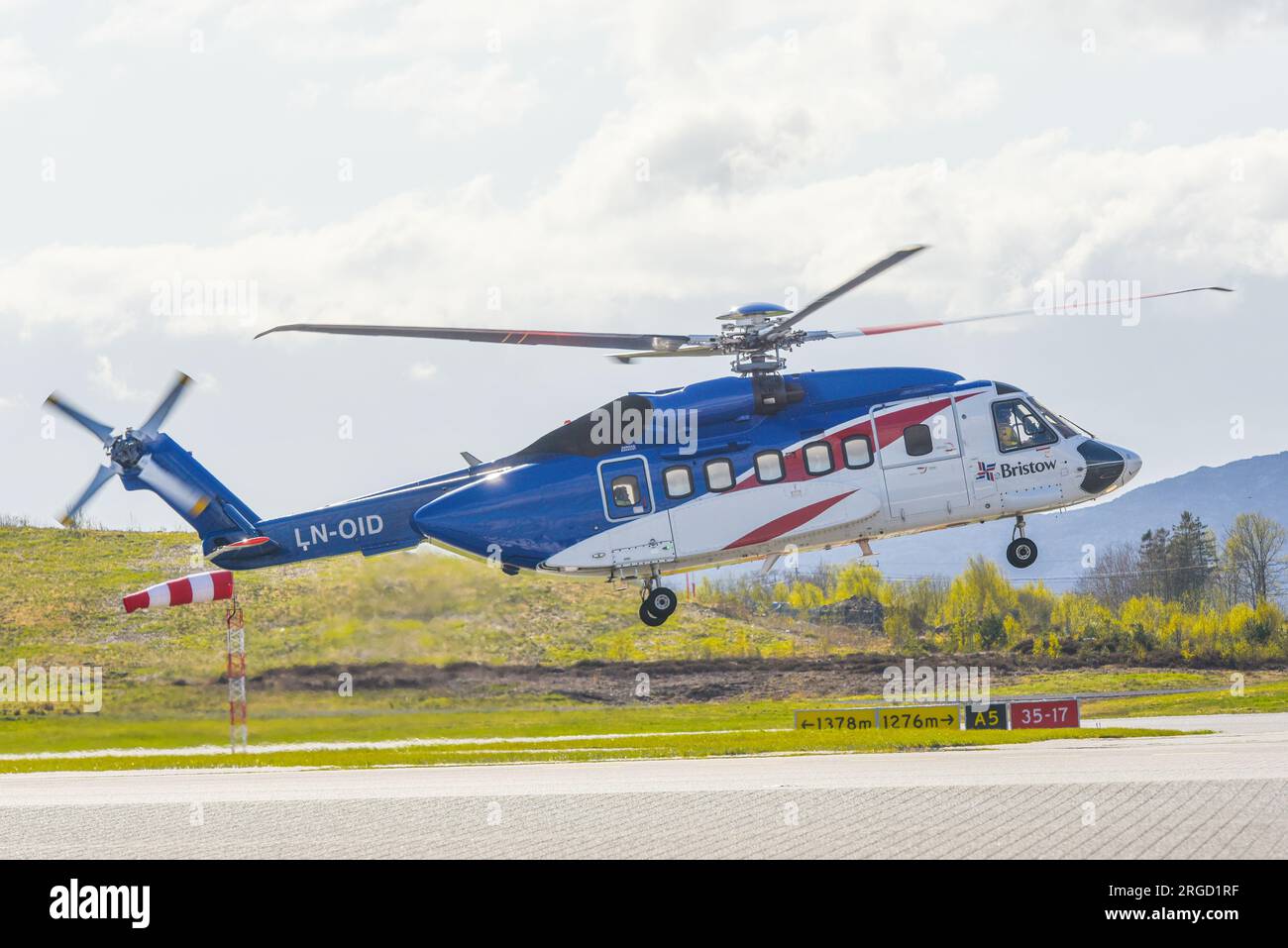 Bristow Group Helicopter Sikorsky S92 taking off from Bergen Airport
