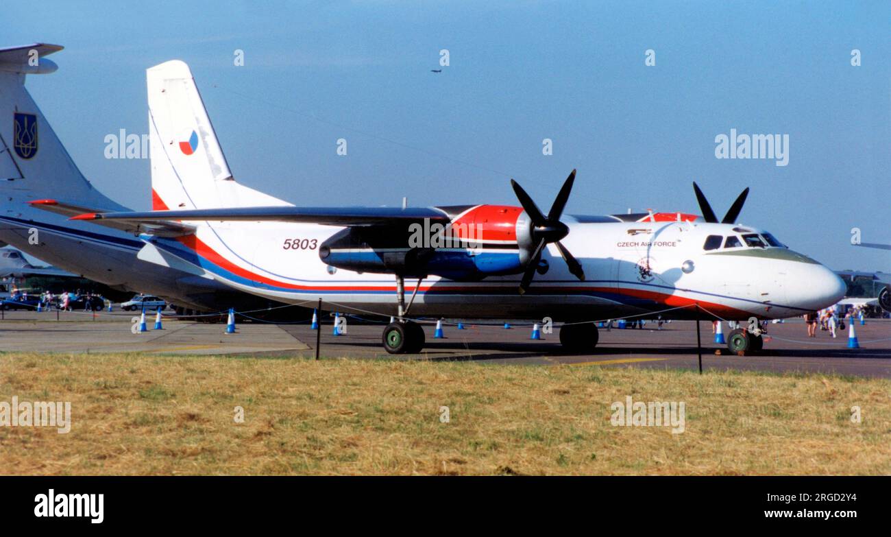 Czechoslovakian Air Force - Antonov An-24RV 5803 (msn 97305803), of 6 DLP, at the 1996 Royal International Air Tattoo - RAF Fairford 22 July 1996. Stock Photo