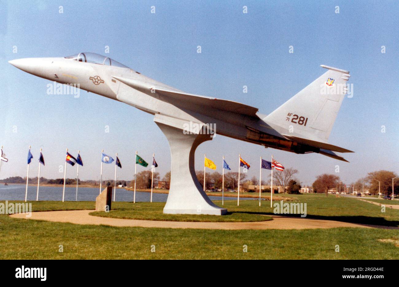 McDonnell Douglas F-15A-1-MC Eagle 71-0281 (MSN 0002 / A002), on display at Langley AFB, Virginia. Stock Photo