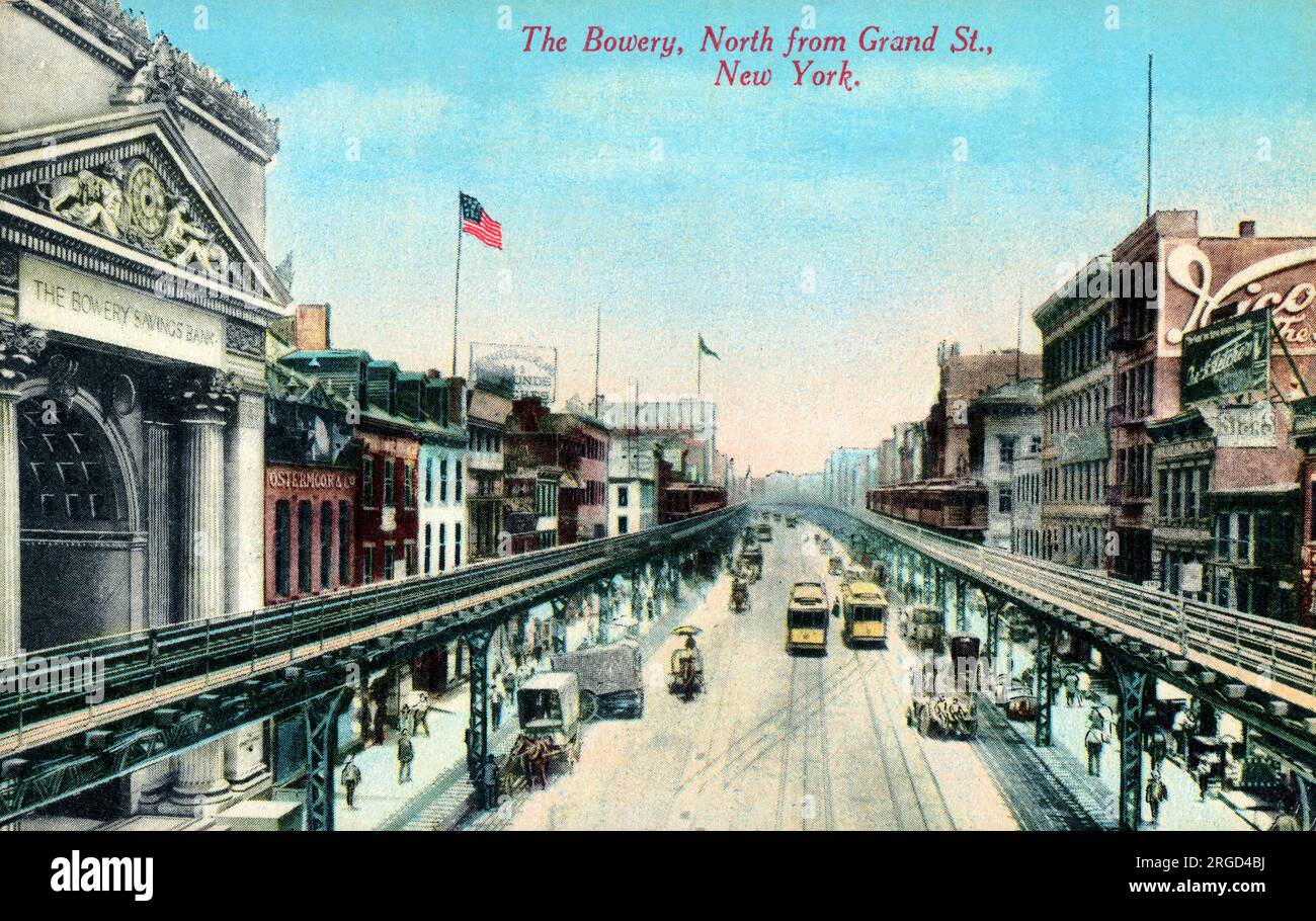 The Bowery, North from Grand St., New York, USA. Stock Photo