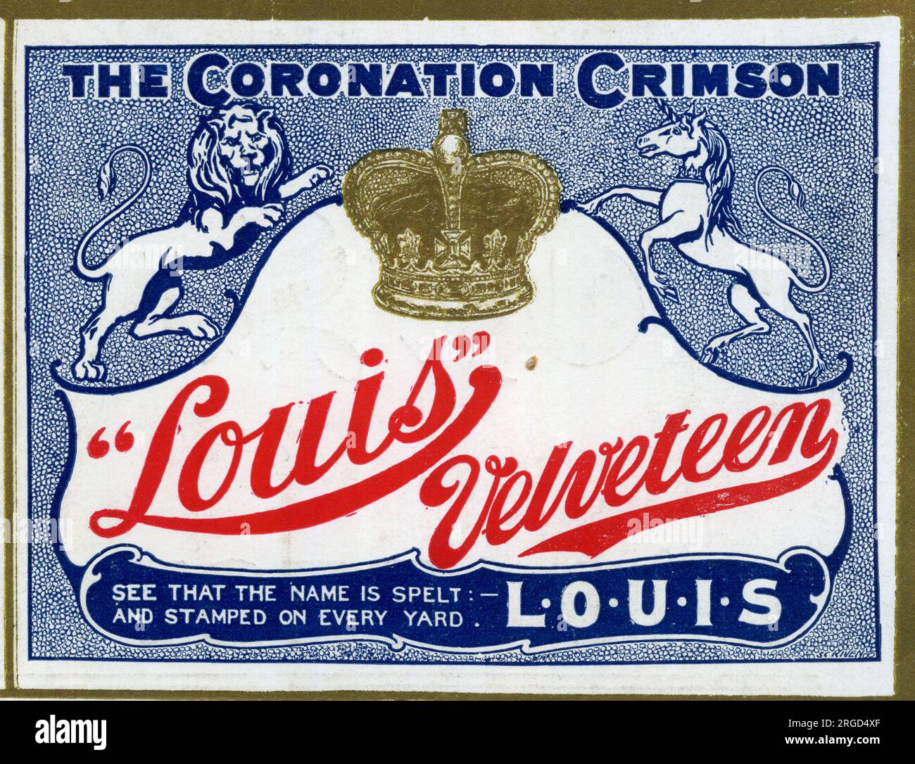 The Coronation Crimson, Louis Velveteen advert. Stock Photo